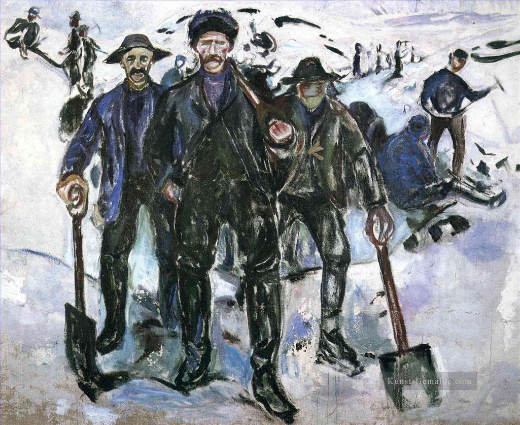 Arbeiter im Schnee 1913 Edvard Munch Expressionismus Ölgemälde